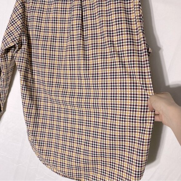 Eddie Bauer Yellow Burgundy Plaid Cotton Long Sleeve Relaxed Fit Button Up Top M - Picture 9 of 15
